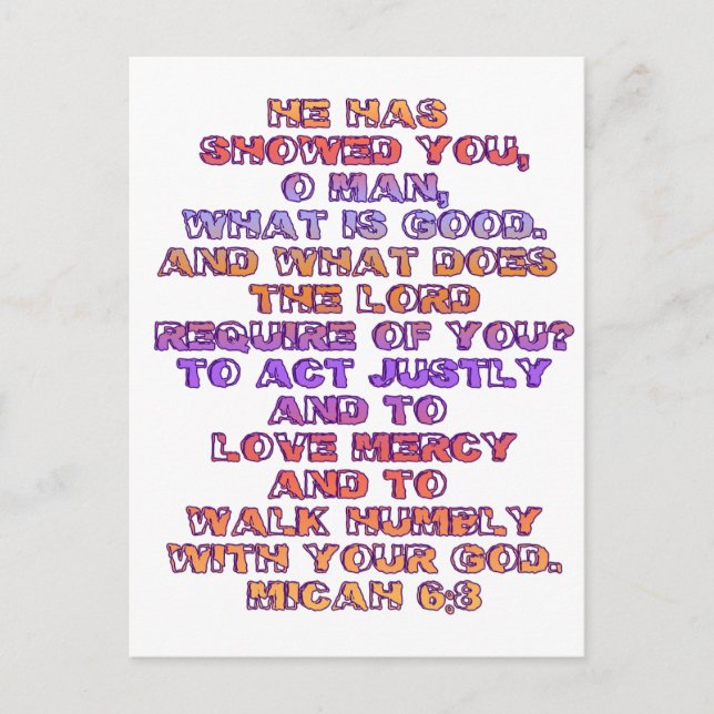 Cartão Postal Micah 6:8 (Frente)