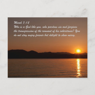 Cartão Postal Micah 7:18 Que é um Deus como você, que perde o pe