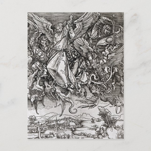 Cartão Postal Michael e o Dragão, de um latim (Frente)