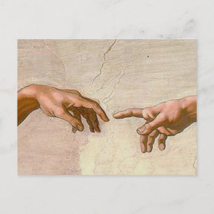 Cartão Postal Michelangelo Criação Adão Deus