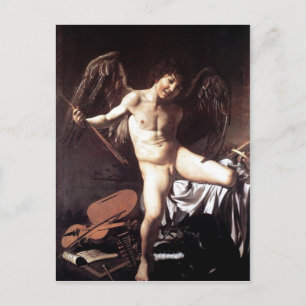 Cartão Postal Michelangelo da Caravaggio Amor como Vencedor por