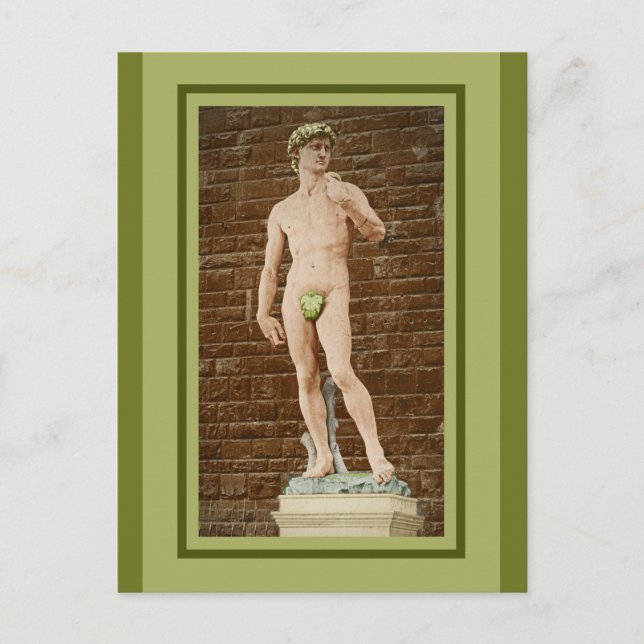 CARTÃO POSTAL MICHELANGELO DAVID COM FOLHA DE FIG (Frente)