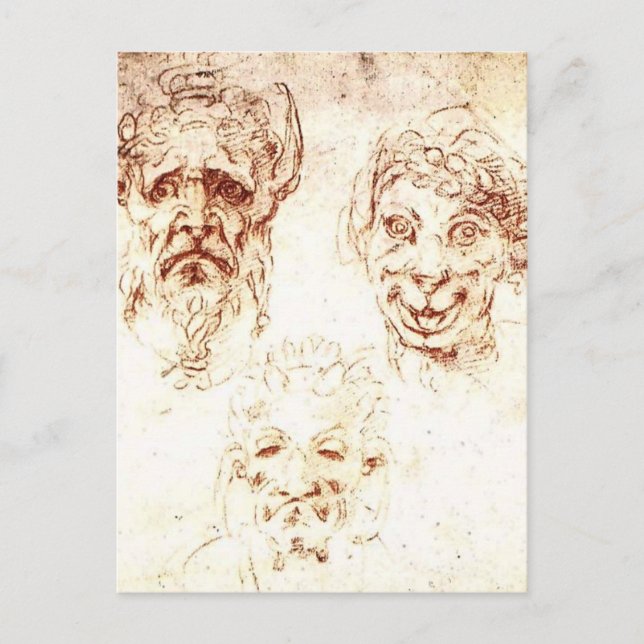 Cartão Postal Michelangelo - Estudos de Grotescos (Frente)