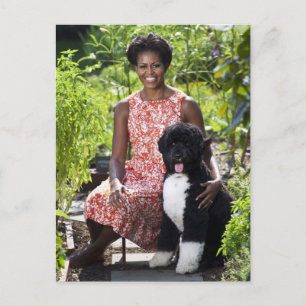 Cartão Postal Michele & Bo Obama