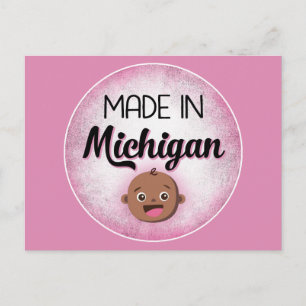 Cartão Postal Michigan Baby Funny Pink African American Black