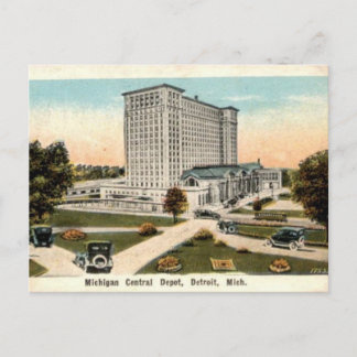 Cartão Postal Michigan Central Depot Detroit Michigan Vintage Po