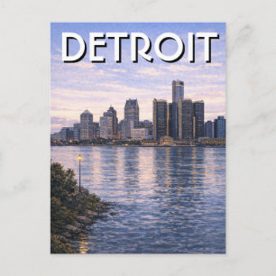 Cartão Postal Michigan Detroit Paisagem Urbana Viagem
