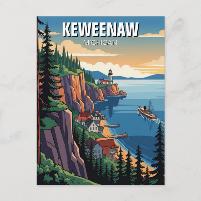 Cartão Postal Michigan Keweenaw Peninsula Viagem (Frente)