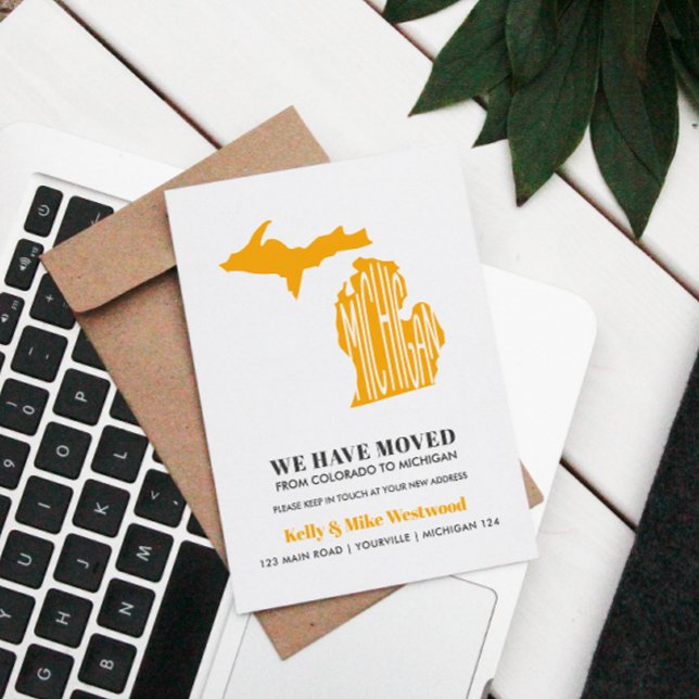 Cartão Postal MICHIGAN Mudamos novo endereço Novo lar (Criador carregado)