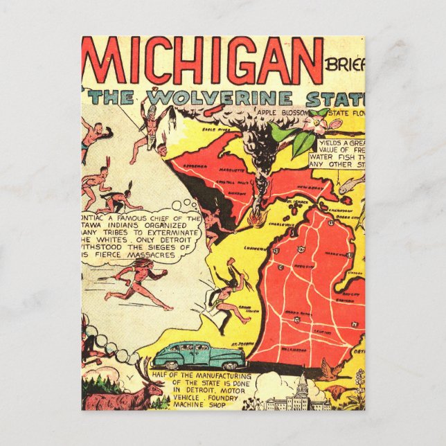 Cartão Postal Michigan, o Estado Wolverine (Frente)