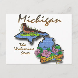 Cartão Postal Michigan o pisco de peito vermelho Apple do estado