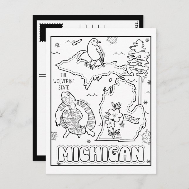 Cartão Postal michigan pinte colagem (Frente/Verso)