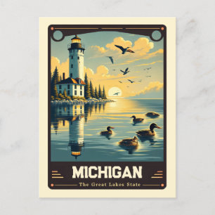 Cartão Postal Michigan   Vintage espirituosa patriótica