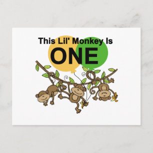 Cartão Postal Micos-macacos primeiro aniversario camisas e prese