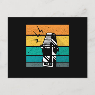 Cartão Postal Microfone Vintage Retro Singer Karaoke Mic Gift