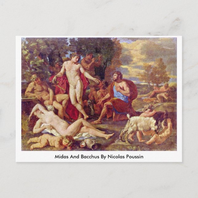 Cartão Postal Midas E Bacchus Por Nicolas Poussin (Frente)