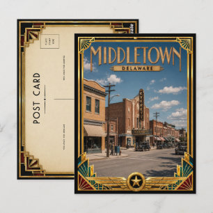 Cartão Postal Middletown Delaware Vintage Art Deco Era de Ouro