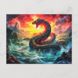 Cartão Postal Midgard snake in the norhtern sea Viking mythology