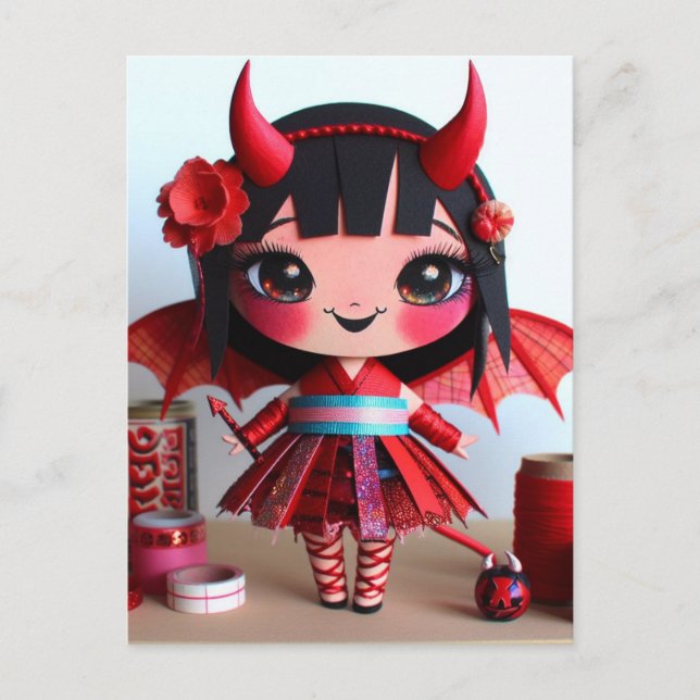 Cartão Postal Mídia mista Bat Winged Devil Doll (Frente)