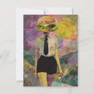 Cartão Postal Mídia Mista de Cheeseburger Surreal