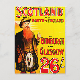 Cartão Postal Midland Rail Scotland Bagpipe Kilt Viagem Art