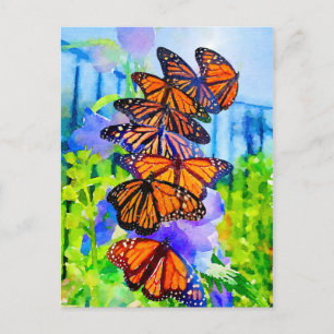 Cartão Postal Migração De Monarca De Aquarela ~ Salve O Monarca