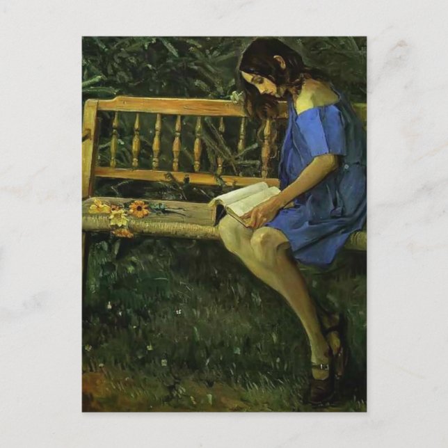 Cartão Postal Mikhail Nesterov- Retrato de Natasha Nesterova (Frente)