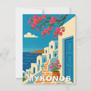 Cartão Postal Mikonos Grécia Verão Viagem Vintage