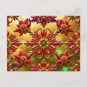 Cartão Postal MILA ~ CHRISTMAS ~ padrão floral 3D ~