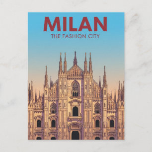 Cartão Postal Milan Duomo Marca de Bagagem