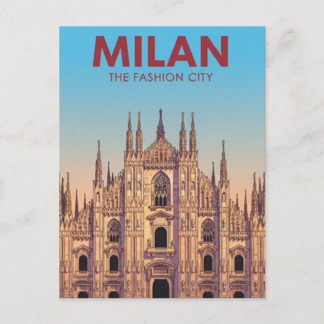 Cartão Postal Milan Duomo Marca de Bagagem (Frente)