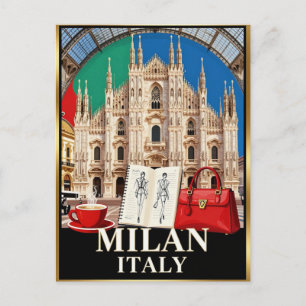 Cartão Postal Milan Duomo Moda Italiana Cidade