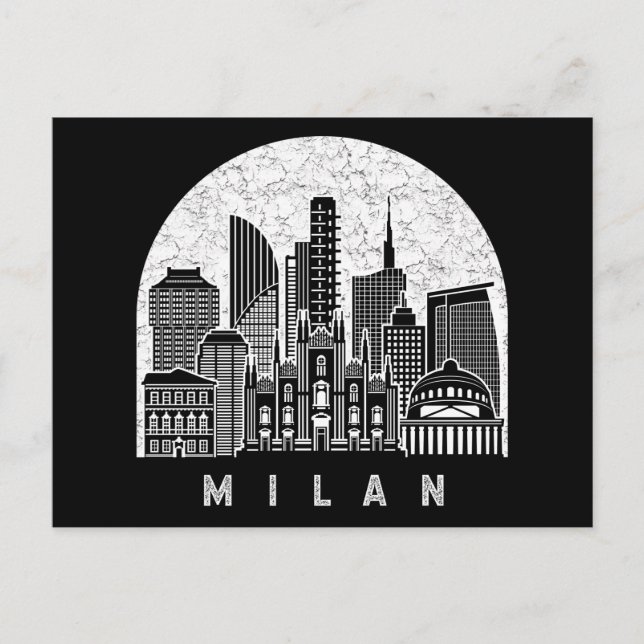 Cartão Postal Milan Itália Skyline (Frente)
