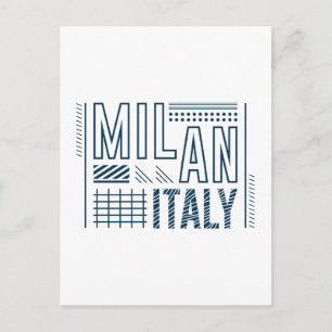 Cartão Postal Milan Itália Tipografia Moderna Desenho Gráfico Vi