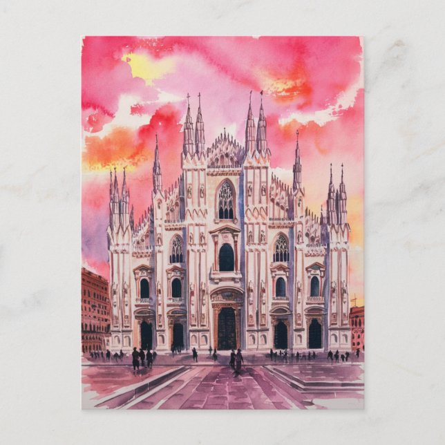 Cartão Postal Milano, pintura na Catedral de Milão (Frente)