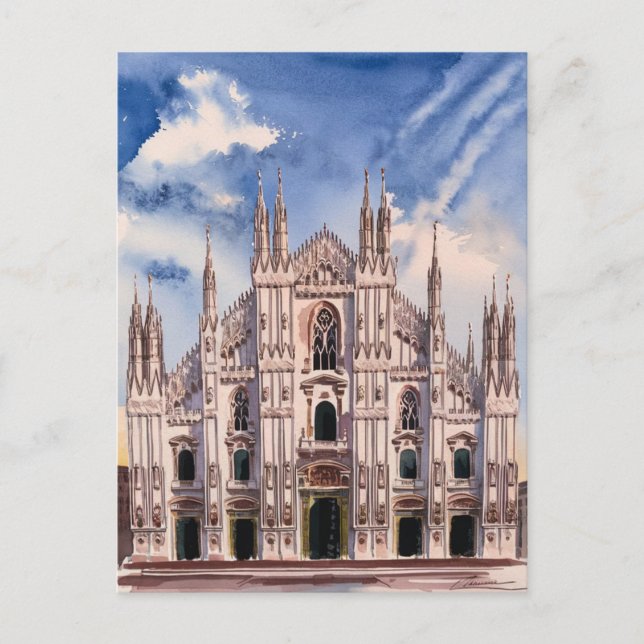 Cartão Postal Milano, pintura na Catedral de Milão (Frente)