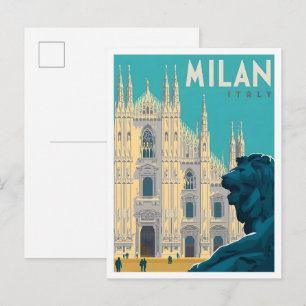Cartão Postal Milão Itália Arte Vintage Viagens