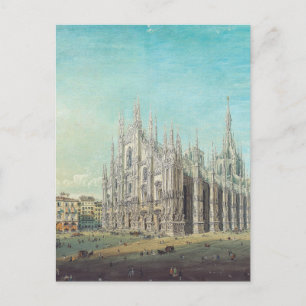 Cartão Postal Milão Piazza del Duomo década de 1850 por Carlo Bo