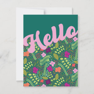 Cartão Postal Milefleur Stylized Flowers Olá Pensando em você