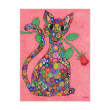 Millefiori Cat com Rosa vermelha