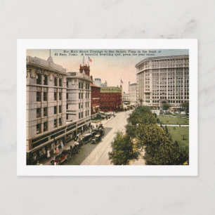 Cartão Postal Mills Rua, El Paso, Texas Vintage.