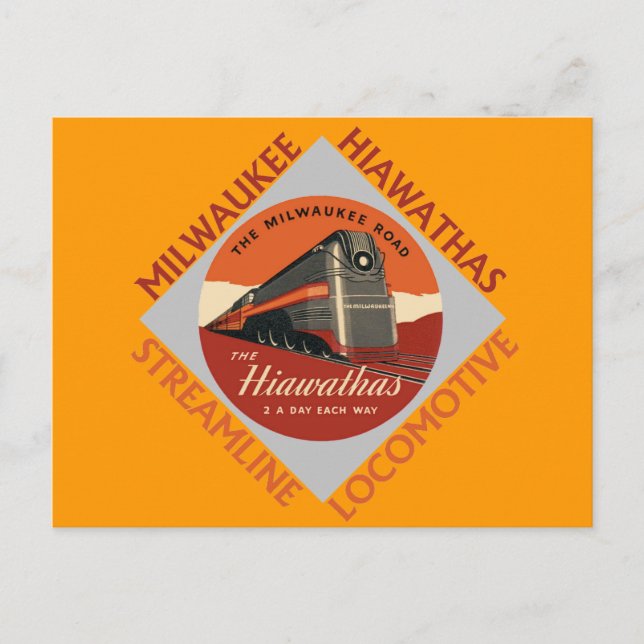 Cartão Postal Milwaukee Hiawatha Railroad (Frente)