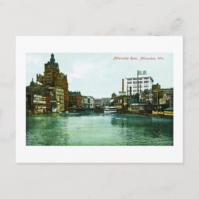 Cartão Postal Milwaukee River, Milwaukee, Wisconsin (Frente)
