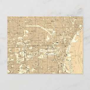 Cartão Postal Milwaukee Vintage Map Viagem Souvenir