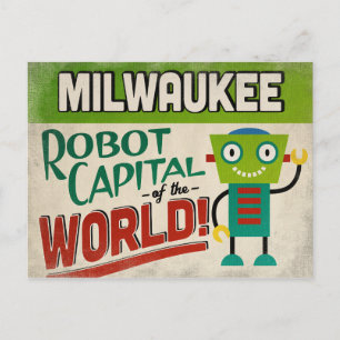 Cartão Postal Milwaukee Wisconsin Robot - Engraçado Vintage