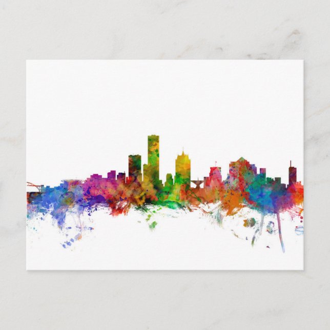 Cartão Postal Milwaukee Wisconsin Skyline (Frente)