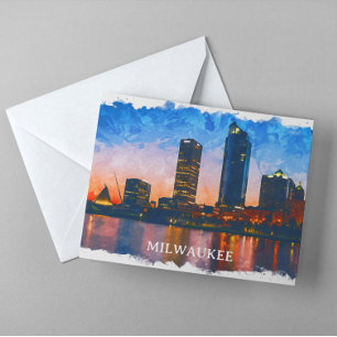 Cartão Postal Milwaukee Wisconsin Skyline Panorama View