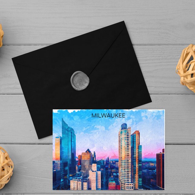 Cartão Postal Milwaukee Wisconsin Watercolor Viagem (milwaukee travel postcard)