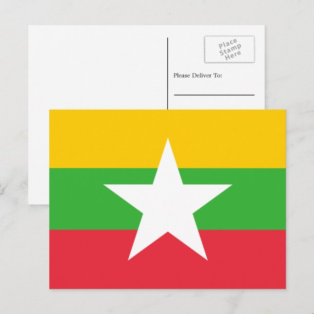 Cartão Postal Mina / Bandeira birmanesa, Bandeira de Myanmar / B (Frente/Verso)