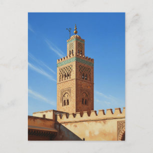 Cartão Postal Minarete em Fez no Marrocos Viagem